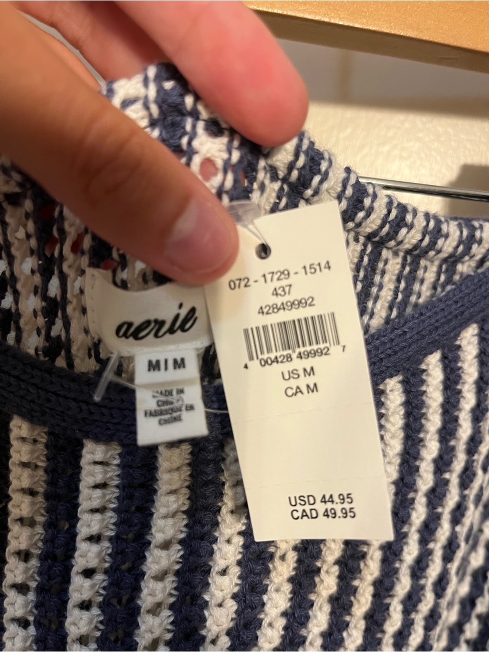 aerie Navy & White Knit Side-Tie Maxi Dress - Picture 2 of 3